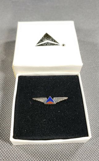 Vintage Delta Airlines Sterling Silver Flight Attendant Service Pin W/box