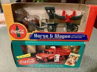 Coca Cola Vintage Collectible - Total Of 2 Items - Truck And Horse And Wagon