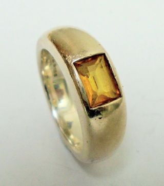 Fine Quality Heavy Vintage Sterling Silver & Citrine Ring