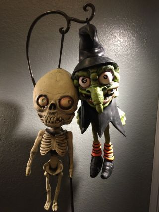 Vintage Halloween Decorations Props Latex Rubber Witch Skeleton - Set Of 2 Vintage