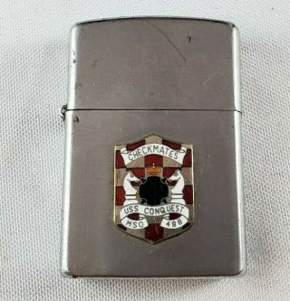 Vintage Prince " Rocky " Windproof Lighter Uss Conquest Mso 488 Minesweeper 3