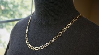 Vintage Givenchy Gold Tone Plated G Logo Link Chain Necklace 24 " Signed Marked R