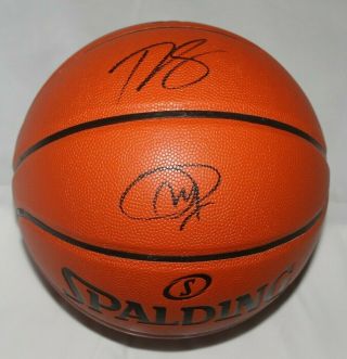 Ben Simmons Joel Embiid Dual Autograpghed Spalding Nba Auto Basketball W/