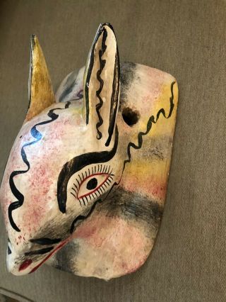 Very Old Antique Mexican Folk Art Wooden Rabbit Mask