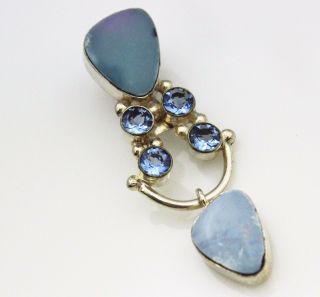 Vintage Pendant Sterling Silver Blue Stone Costume Jewellery 925 For Necklace 2