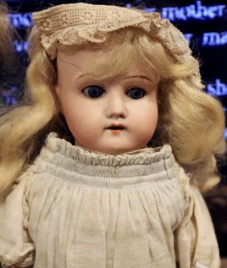 Antique 14 " C1890 German Bisque Doll W/orig Outfit & Mohair Wig Am Mabel