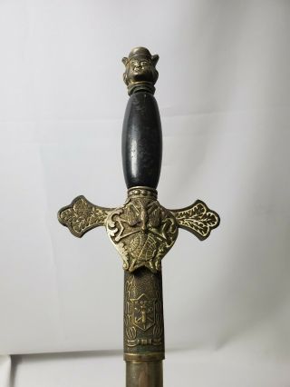 Vintage Knights Of Columbus Ceremonial Sword In Sheath,  Etched Blade,  Exc.  Low$$