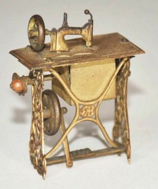 Antique German Brass Sewing Machine Figural Tape Measure - 2 - 1/4”h
