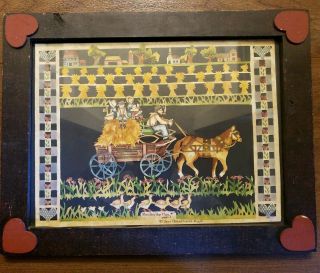 Vintage Scherenschnitte Paper Cutting " Hauling The Hay " Signed Jeri Osterhout - Ryel