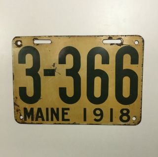 Antique Vintage Automobile 1918 Maine License Plate