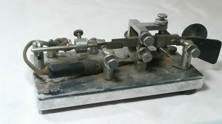Antique Vibroplex Les Logan 501 ? Railroad Telegraph Morse Code Key Ham Radio