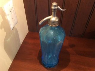 Antique Blue Keystone Bottling Co Seltzer Soda Water Glass Bottle Old Vintage