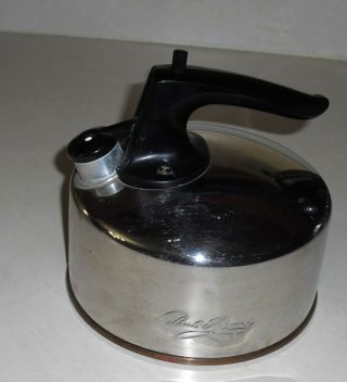 Revere Ware Vintage Small Whistling Tea Kettle Pot Copper Bottom Euc -