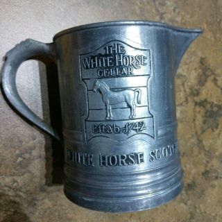 Vintage The White Horse Cellar Scotch Whiskey Metal Tankard Pitcher Mug