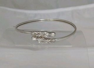 VINTAGE STERLING SILVER DOUBLE HORSE ANIMAL HEAD BANGLE HALLMARKED EJ 1986 2