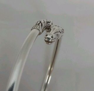 VINTAGE STERLING SILVER DOUBLE HORSE ANIMAL HEAD BANGLE HALLMARKED EJ 1986 3