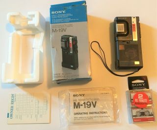 Vintage Sony Vor Microcassette Voice Recorder M - 19v And Blank Cassettes