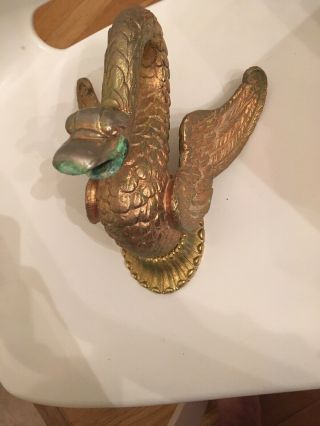 1/2 Npt Female Swan/dragon Gold Brass Tub Spout Only 6.  5 Pounds Antique Retro