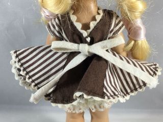 Ginny Vogue Tag Brown & White Stripe Dress,  Hair Bow & Vintage Panties (No Doll) 3