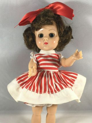 Ginny Vogue Tag 1958 Red & White Stripe Dress,  Hair Bow & Bloomers (no Doll)