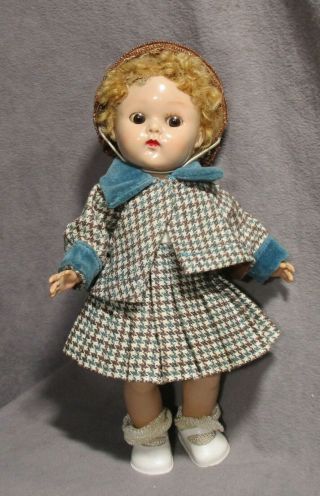 Vintage Clothes For Vogue Ginny Doll - 1955 Checked Wool Dress & Jacket & Hat