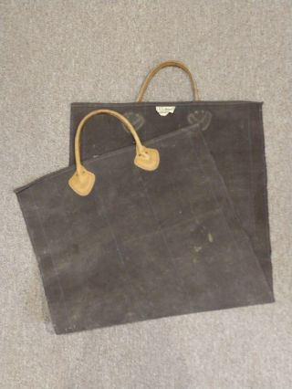 Ll Bean Canvas Log Firewood Carrier W/ Leathet Tote Handles Maine Made