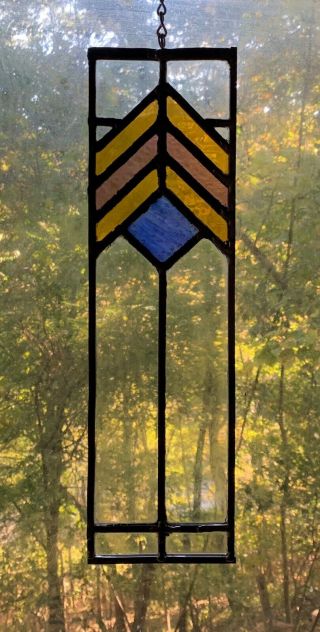 Architectural Salvage Leaded Stained Glass - Frank Lloyd Wright Mission Style