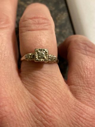 Antique Art Deco 14k White Gold Diamond Engagement Ring 3
