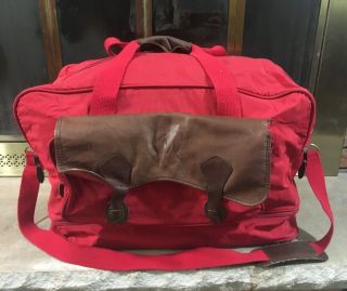Vintage 90s Marlboro Country Store Leather Red Duffel Gym Travel Bag Overnight