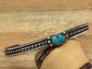 Vintage Navajo Native American Sterling Silver Turquoise Cuff Handmade Bracelet