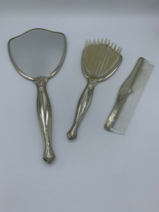 Vintage Ornate Vanity Dresser Set - Hand Mirror,  Brush & Comb