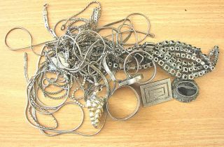 Antique Old Jewelry Silver Sterling Scrap,  60 Gr.