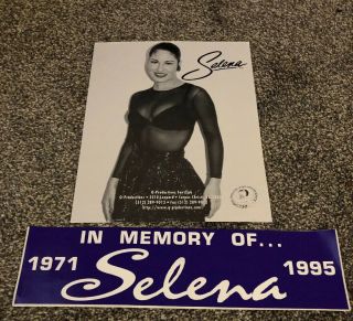 Selena Quintanilla Vintage Fan Club 8x10 And Bumper Sticker