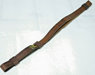 Vintage Leather Rifle Sling,  Tooled Pattern