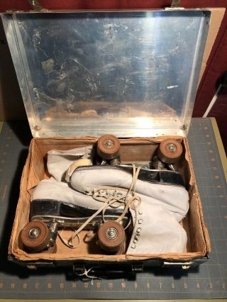 Hyde Vintage Antique Roller Skates Derby Chicago No 78r Wheels W/ Travel Case