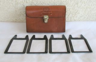 Set Of Vintage Arri Arriflex Camera Filter Frames In Leather Case 2
