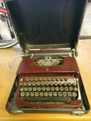Smith Corona Typewriter Maroon Vintage Antique