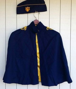 Vintage Marching Band Cape And Hat Cap Uniform Blue Gold Nudelman Bros 40s
