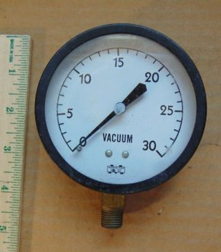 Vintage Marshalltown Iowa Usa 0 - 30 Vacuum Gauge 3 - 3/4 " Steampunk
