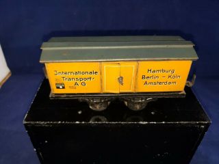 Vintage Tinplate German O Gauge Kbn International Transport Tinplate Boxcar