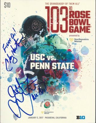Usc Clay Helton Penn State James Franklin Signed 2017 Rose Bowl Program Proof