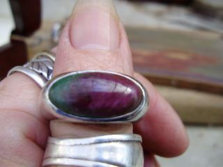 Stylish Vintage Sterling Silver Ruby In Zoisite Signed Ring,  Sz 9.  25