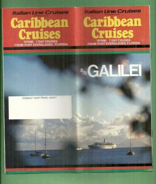 1979 Italian Lines Cruise Ship Ocean Liner Deck Plan Brochure S/s Galilei