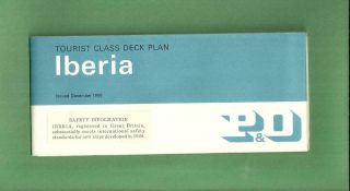 1966 P & O Line Cruise Ship Ocean Liner Deck Plan Iberia