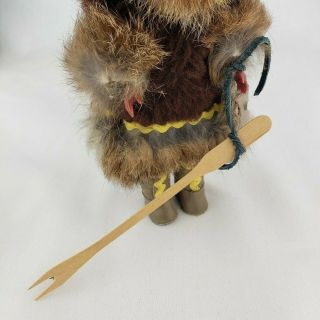 Vintage 1960 ' s Native American Eskimo Doll Fur Trim Sleepy Eyes 3