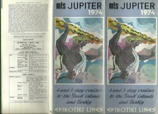 1974 Epirotiki Lines Cruise Ship Ocean Liner Deck Plan Brochure Mts Jupiter