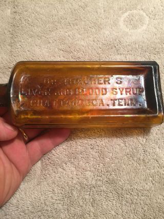 Vintage Dr Thachers Liver& Blood Syrup Amber Bottle Chatt Ten