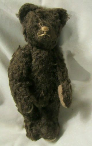 Antique Mohair Teddy Bear Vintage Rare Black Brown 6 " Miniature Schuco Steiff ?