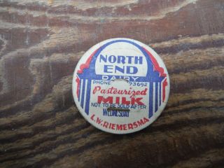 Vintage North End Dairy Alma Michigan Milk Bottle Cap Nr