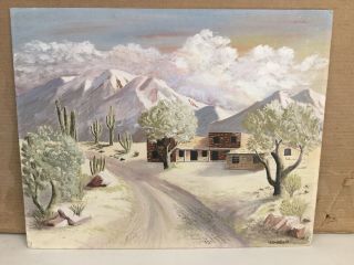 Vintage Southwest Winter Landscape Painting (1963) Signed - H B Schleeter
